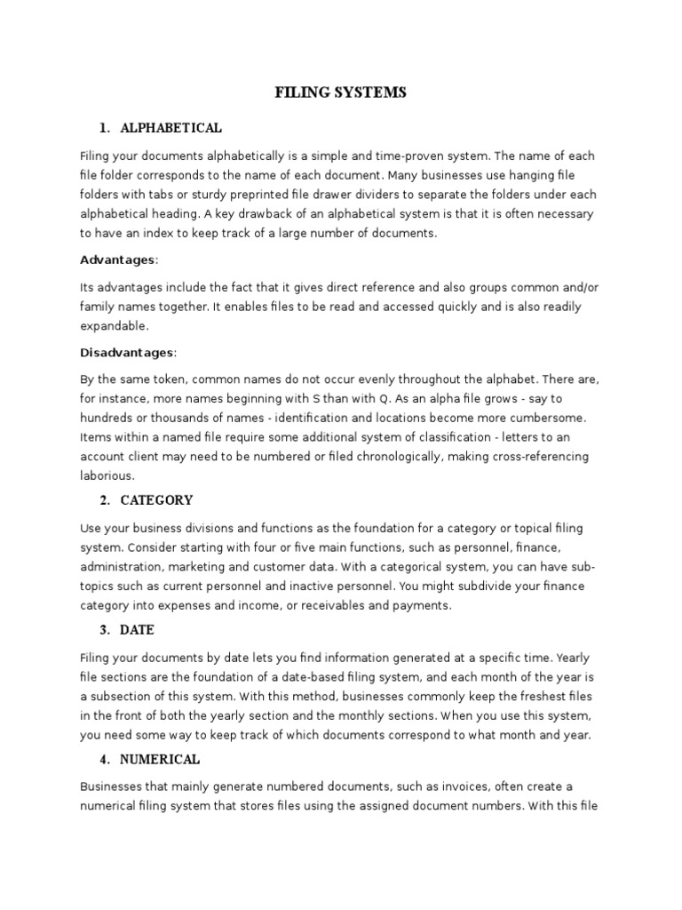 Filing Database Index Computer File