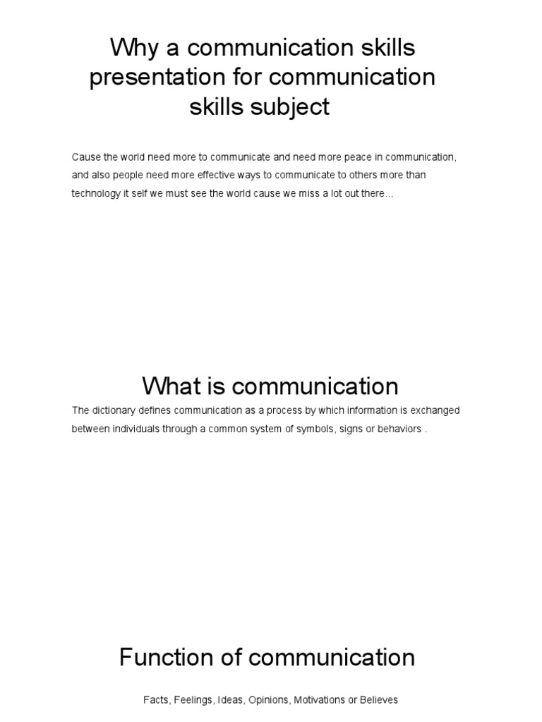 Why A Communication Skills Presentation For Communication Skills
