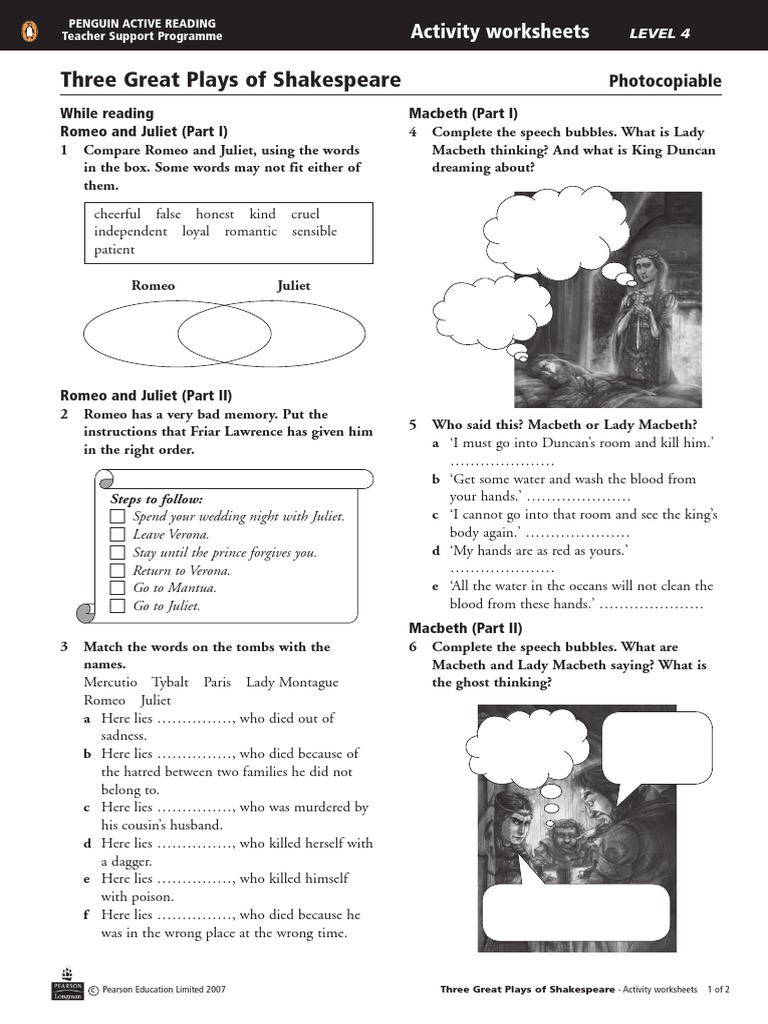 Free Worksheet Macbeth Worksheets aw three great plays pdf macbeth