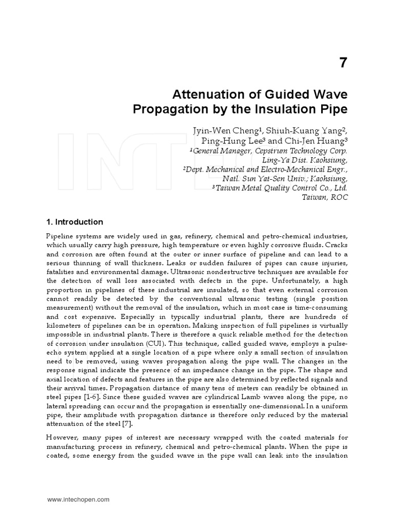 Attenuation of Guided Wave Propagation by The Insulation Pipe | PDF ...