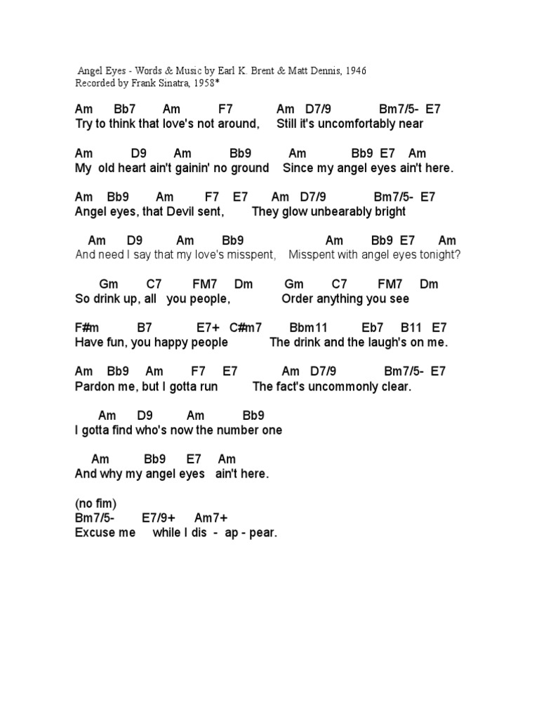 Angel Eyes Cifras PDF