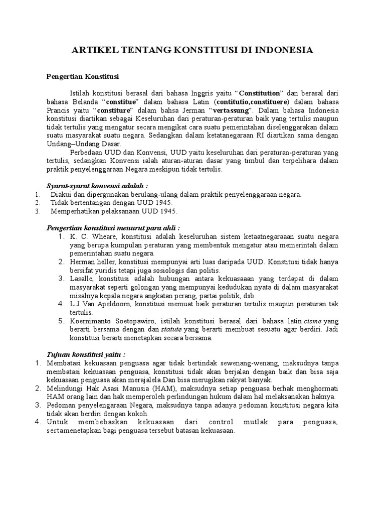 Artikel Tentang Konstitusi Di Indonesia Artikel Tentang Konstitusi Di Indonesia
