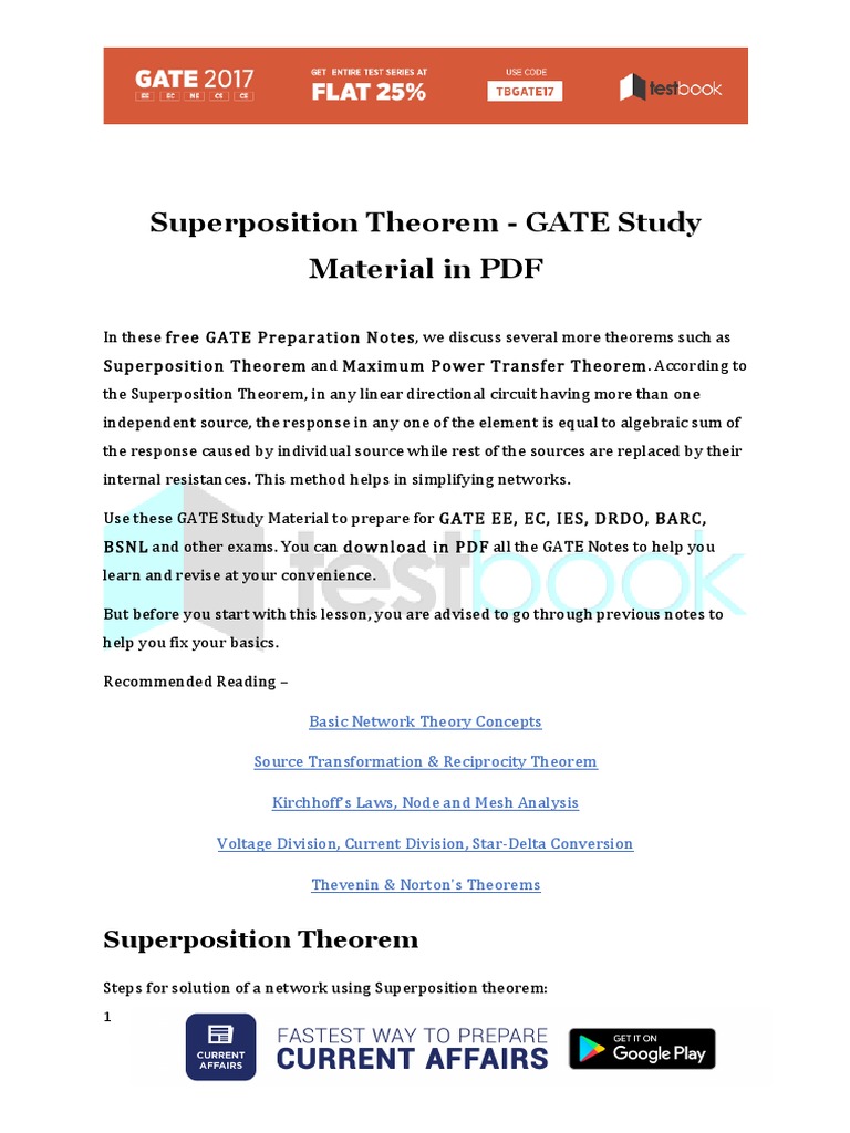 Superposition Theorem - GATE Study Material in PDF | PDF | Science ...