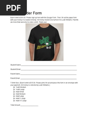 T ShirtOrderForm
