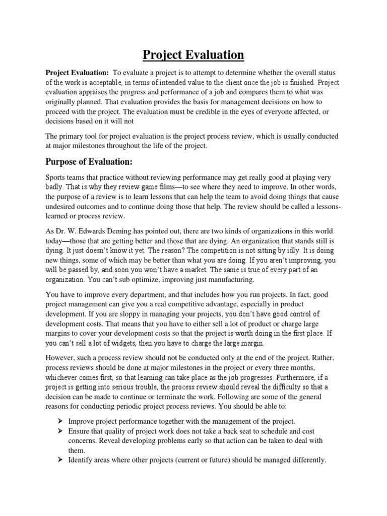 Project Evaluation and Audit Process | PDF | Audit | Evaluation