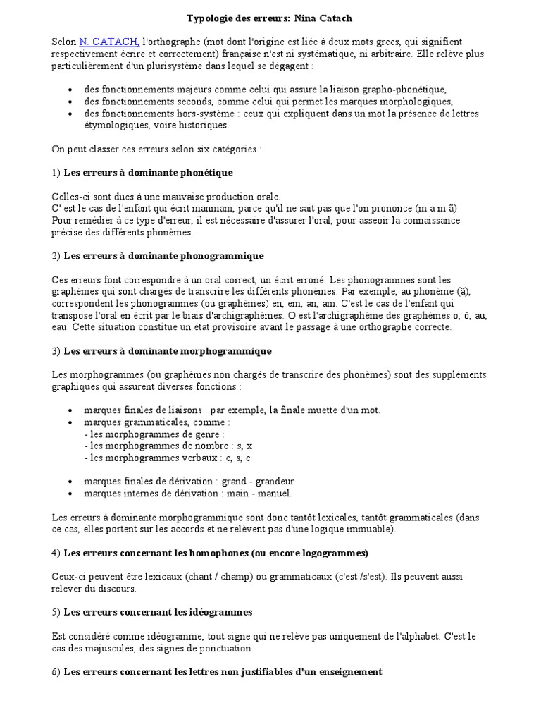 typologie erreurs catach pdf linguistique semiotique