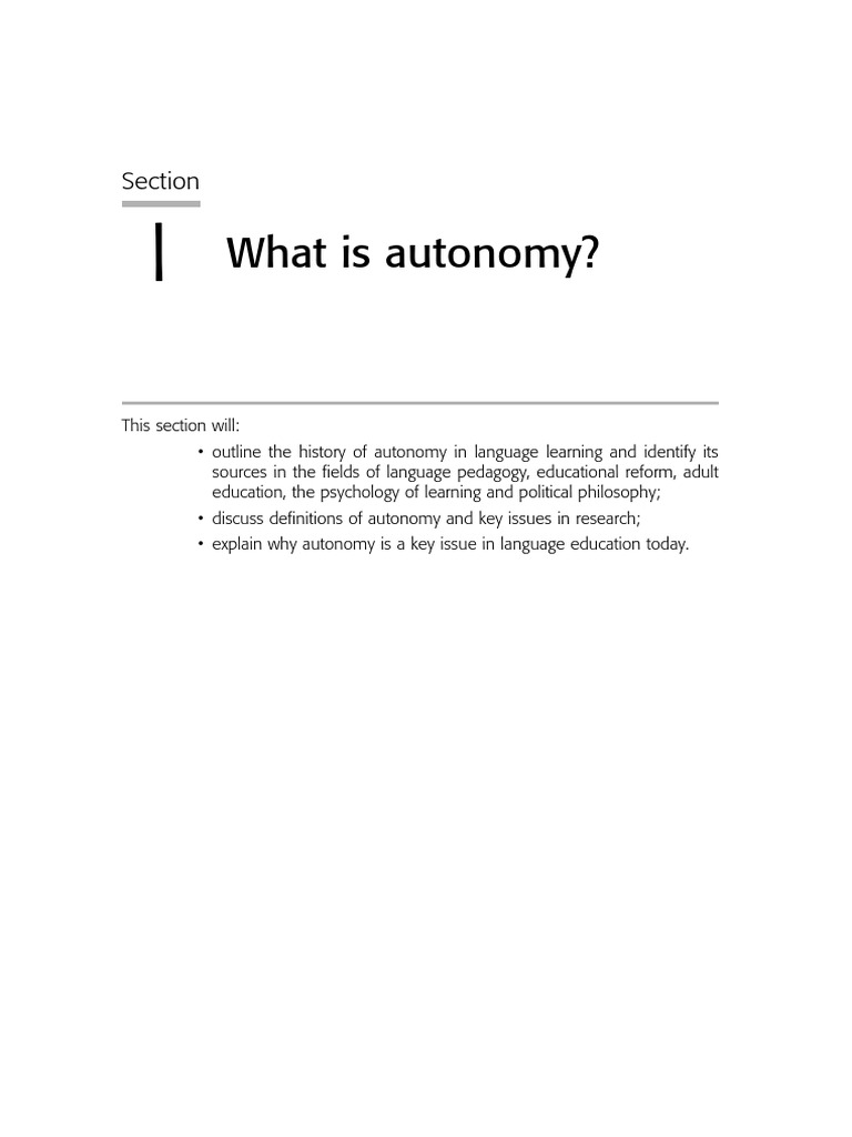 What Is Autonomy?: Section | PDF | Self Help | Language Education