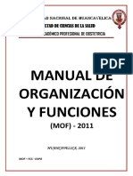 Manual de Organización Y Funciones: Escuela Académico Profesional de Obstetricia