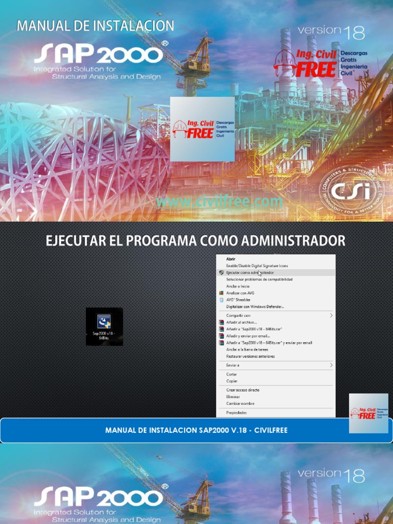 Installation de SAP2000 V.18 | PDF