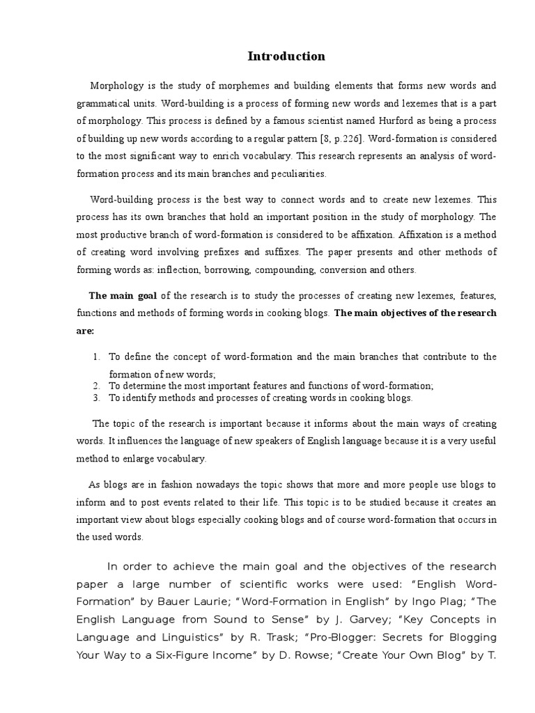 Word Formation Morphology Linguistics Word