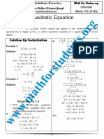 Quadratic Equation: 10 Class Math Solution Online (Science Group)