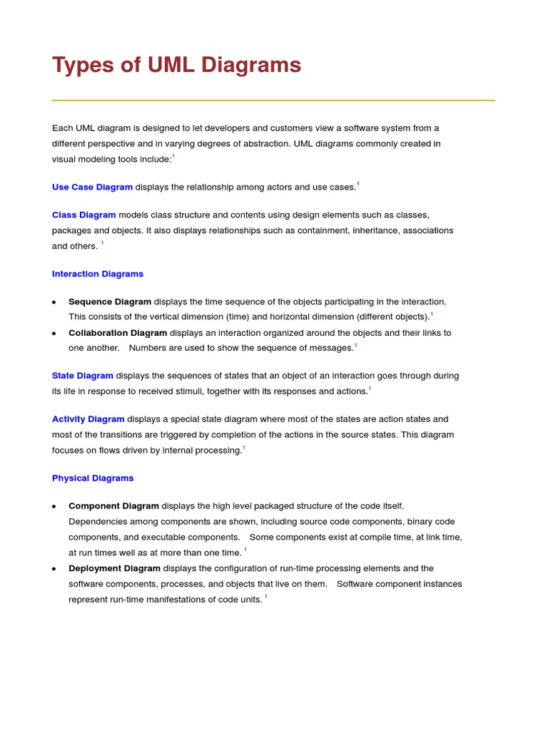 Types of UML Diagrams PDF | PDF | Use Case | Class (Computer Programming)