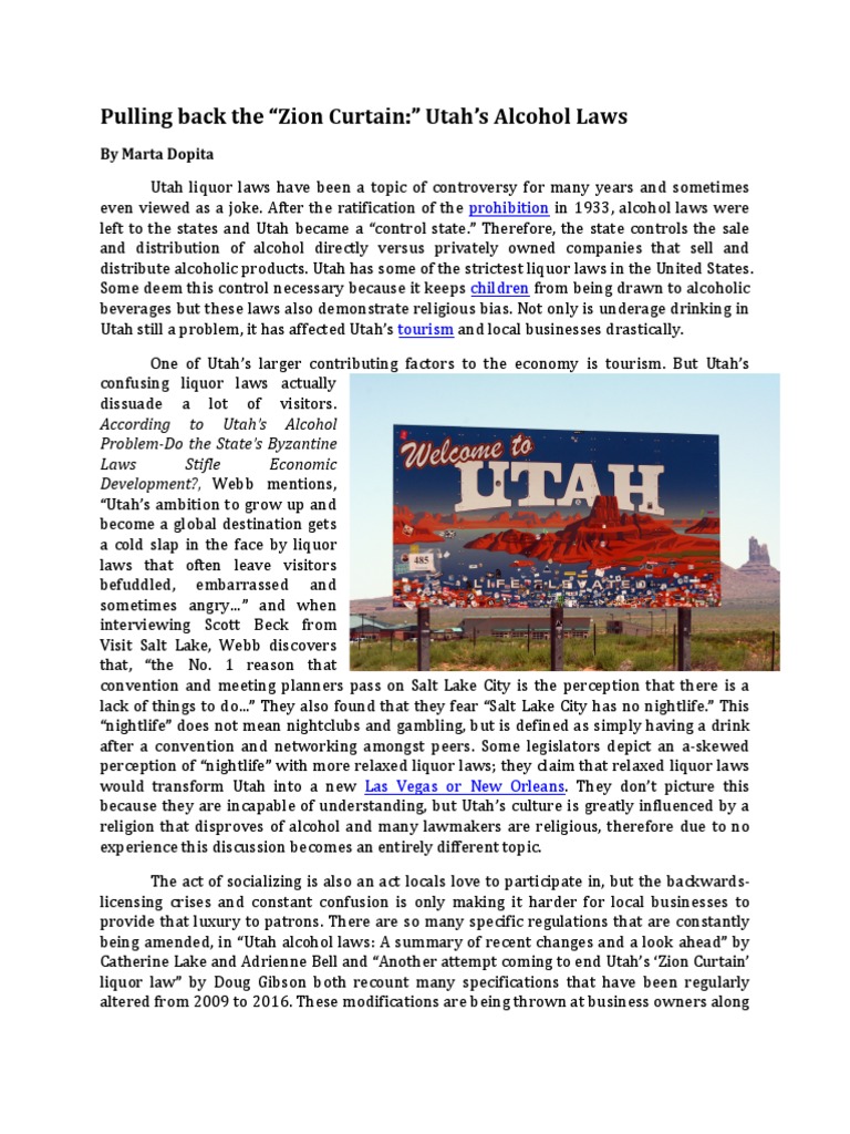 Pulling Back The Zion CurtainUtahs Alcohol Laws Final PDF