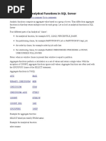 SQL Server Analytical Functions