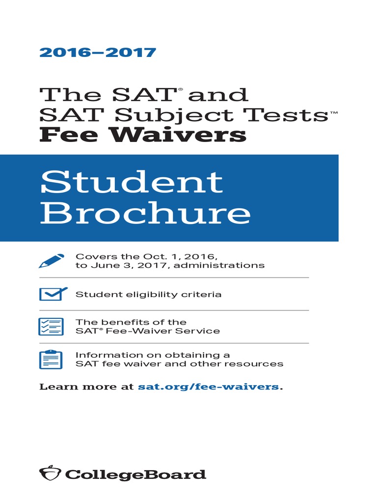 Sat Fee Waiver Student Brochure PDF PDF