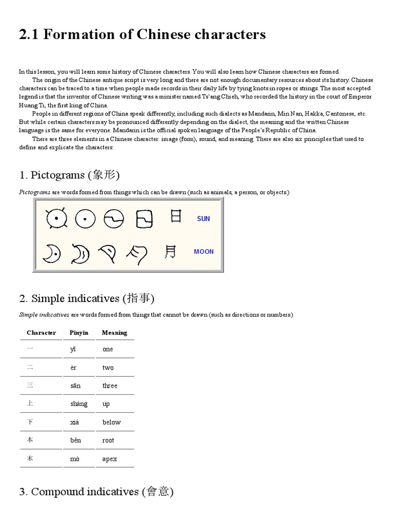 Formation of Chinese Characters Explained | PDF | Chinese Characters ...