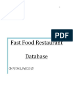 Fast Food Restaurant Database: CMPS 342, Fall 2015