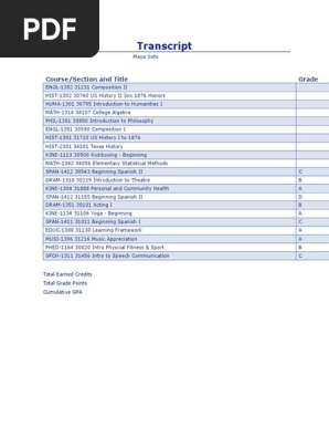 college transcript