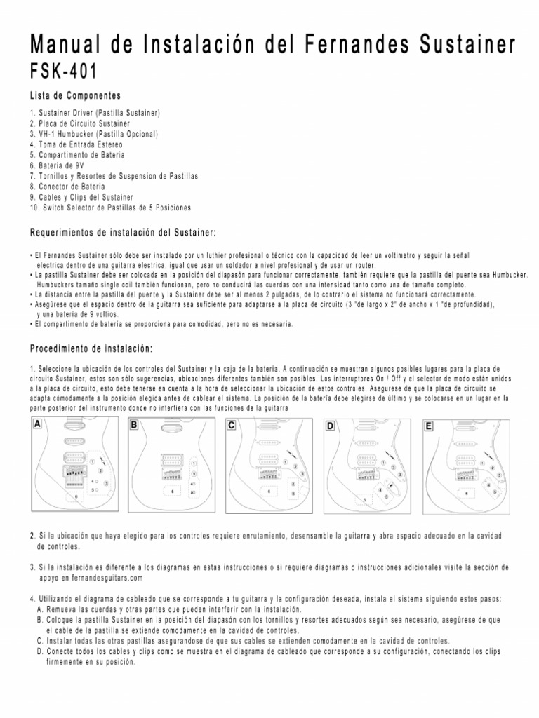 Fernandes Sustainer Manual PDF PDF