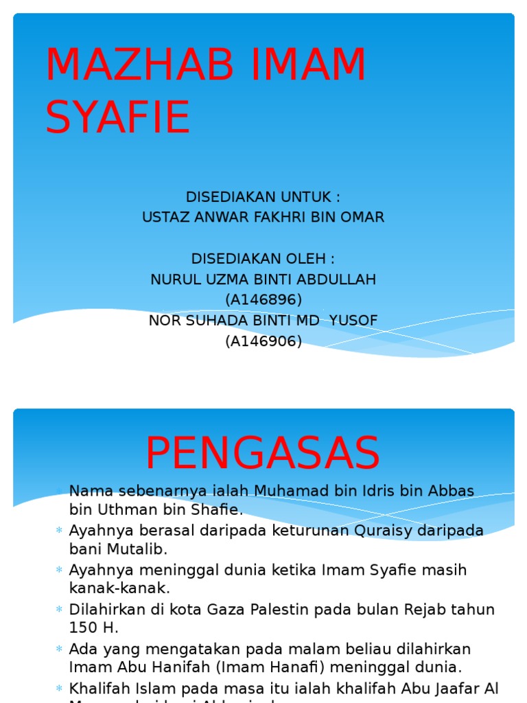 Mazhab Imam Syafie Power Point Pdf