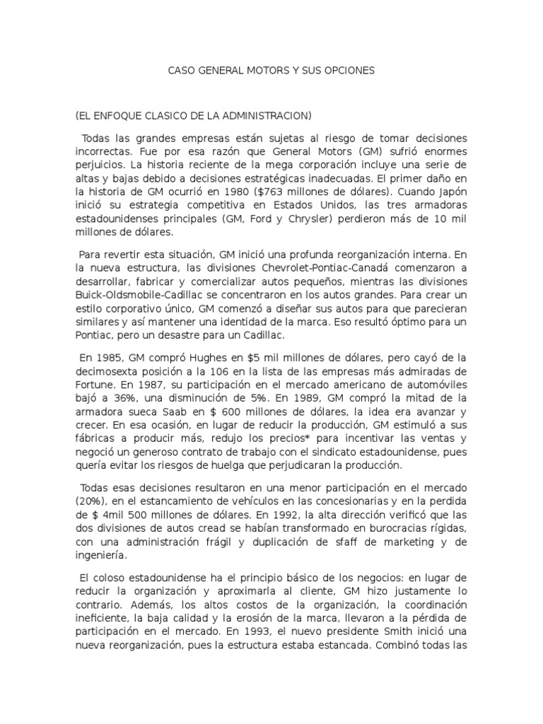 Caso General Motor | Cadena De Suministro | Business