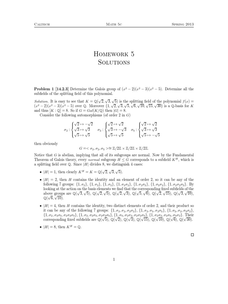 Galois Groups and Extensions in Algebra PDF Field Mathematics Group Mathematics