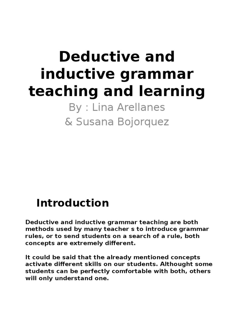 Balancing Deductive and Inductive Grammar Teaching | PDF | Inductive ...