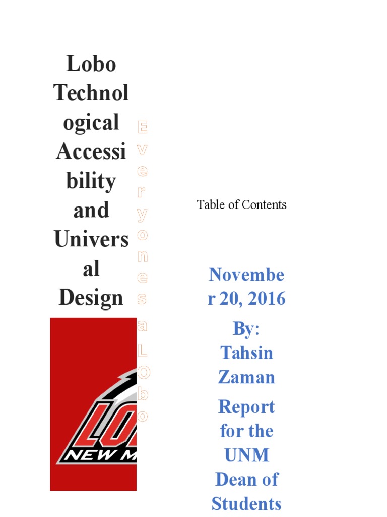 UNM Technological Accessibility Report | PDF | Accessibility | Disability