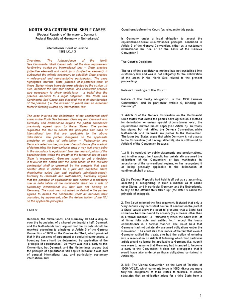 2. NORTH SEA CONTINENTAL SHELF CASE (DIGEST).doc Treaty Social