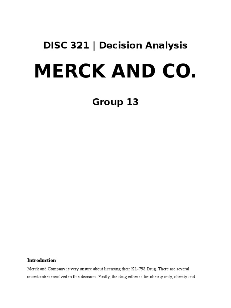 Case Merck Pdf Risk Aversion Risk