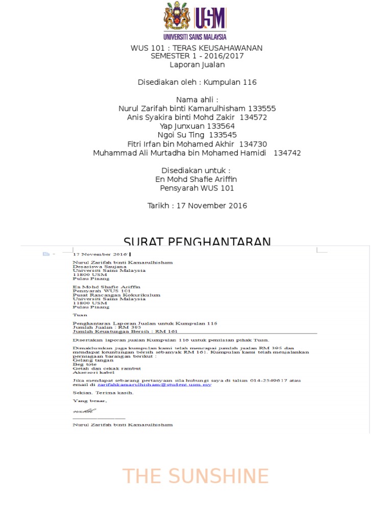 Wus 101 Laporan Jualan