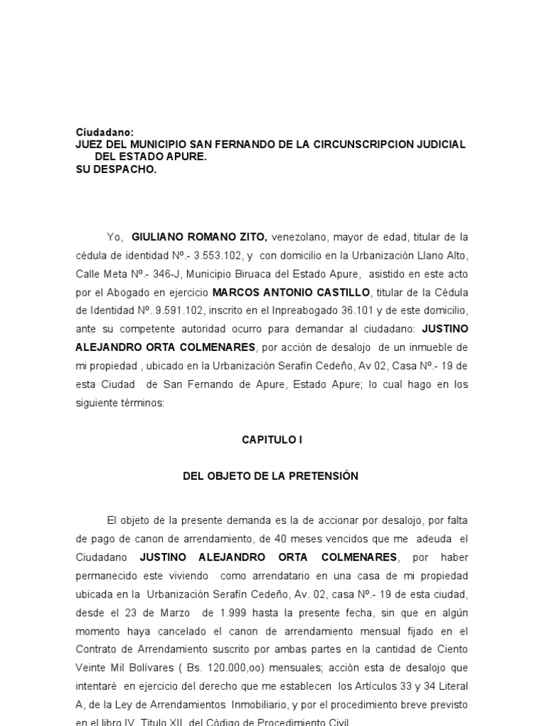 Demanda de Desalojo
