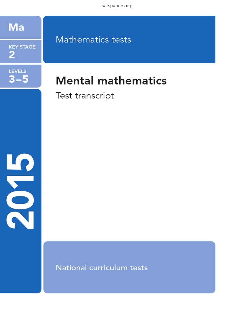 2015 KS2 L3-5 Mathematics Mentalmathematics Transcript PDFA | PDF ...