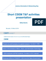 Short CSEM T&F Activities Presentation: H2020 - Photonics Information & Networking Day
