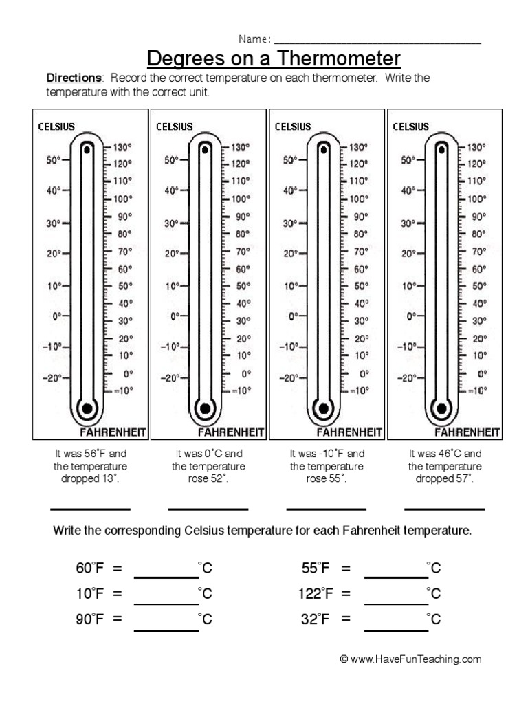 Temperature Conversion Worksheet | PDF | Cooking, Food & Wine ...