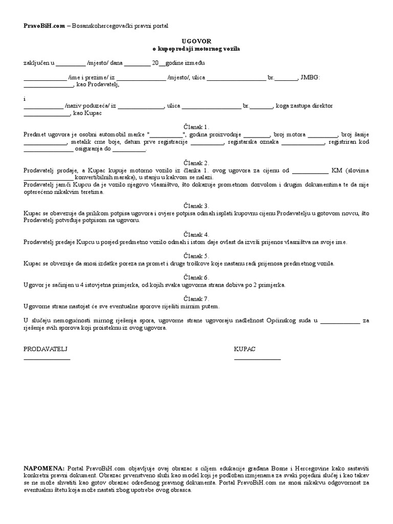 Obrazac Ugovor o Kupoprodaji Motornog Vozila 03 PDF