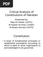 Critical Analysis of Constitutions of Pakistan