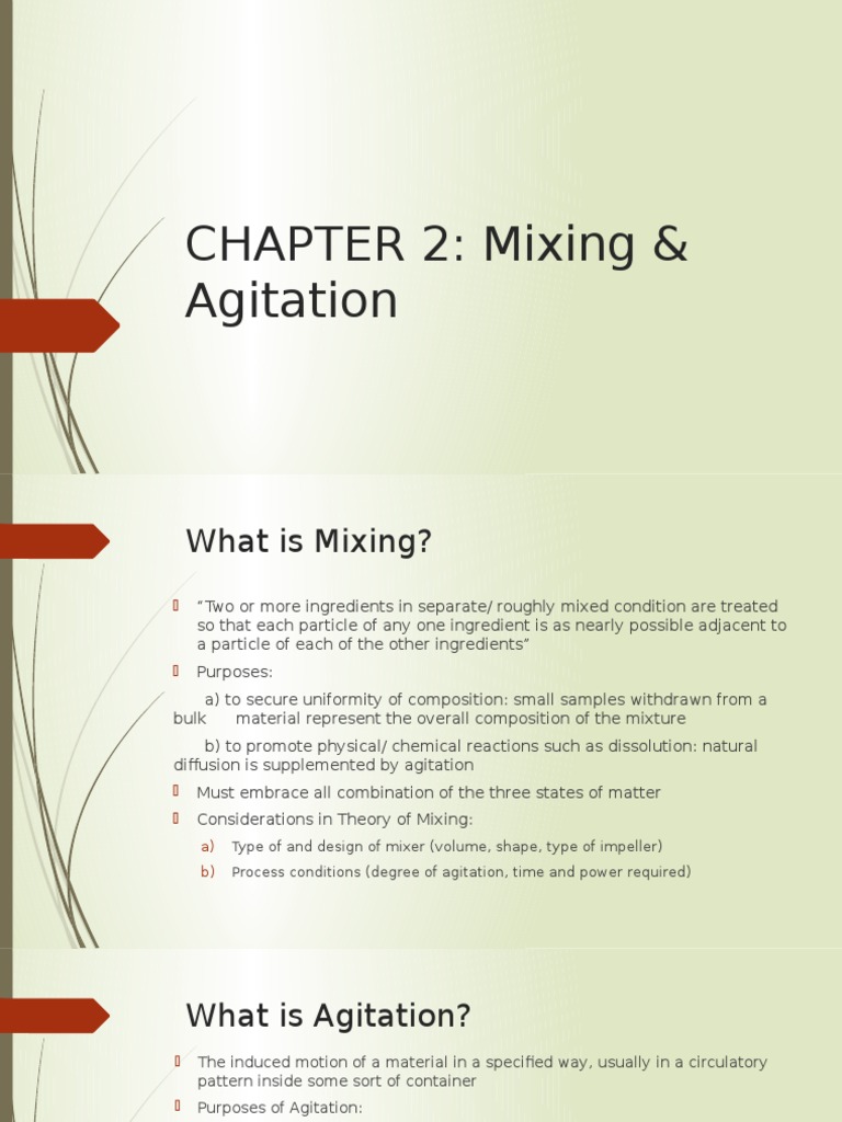 CHAPTER 2 Mixing and Agitation Applied And Interdisciplinary Physics