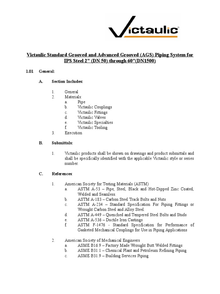 Victaulic Cs Spec To 24 In. | PDF