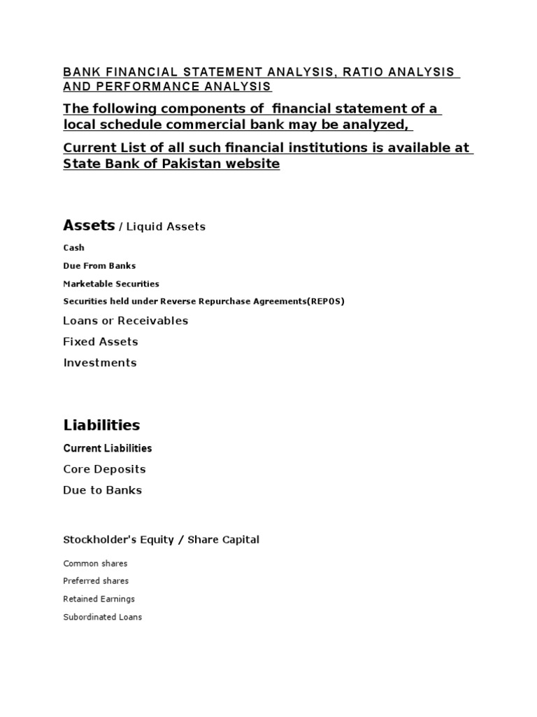 Bank Financial Statement Analysis (1) | Equity (Finance ...