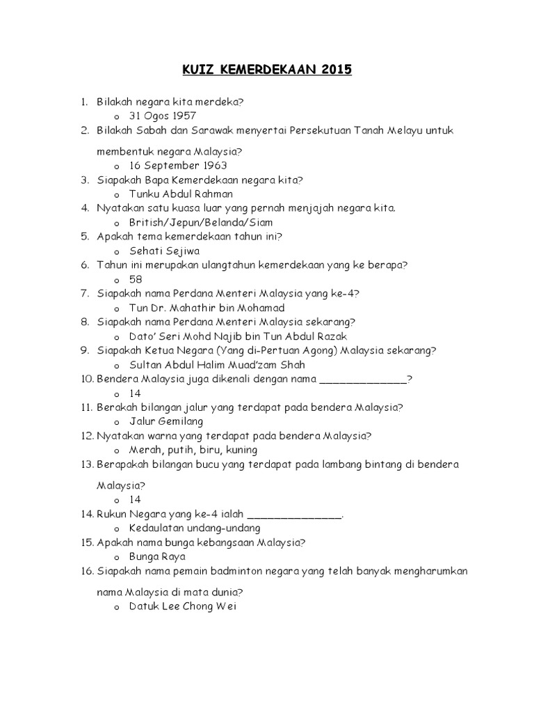 Kuiz Kemerdekaan 2015