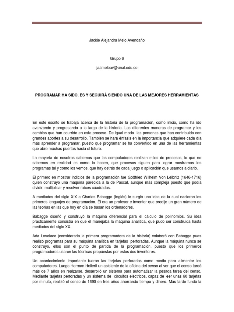 Ensayo de Programación | PDF | Lenguaje de programación | Programa de ...
