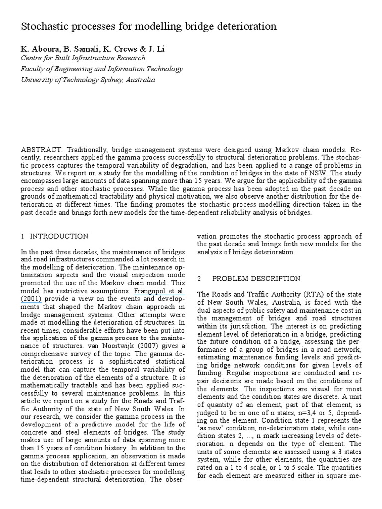 Gamma Process in Bridge Deterioration | PDF | Stochastic Process ...