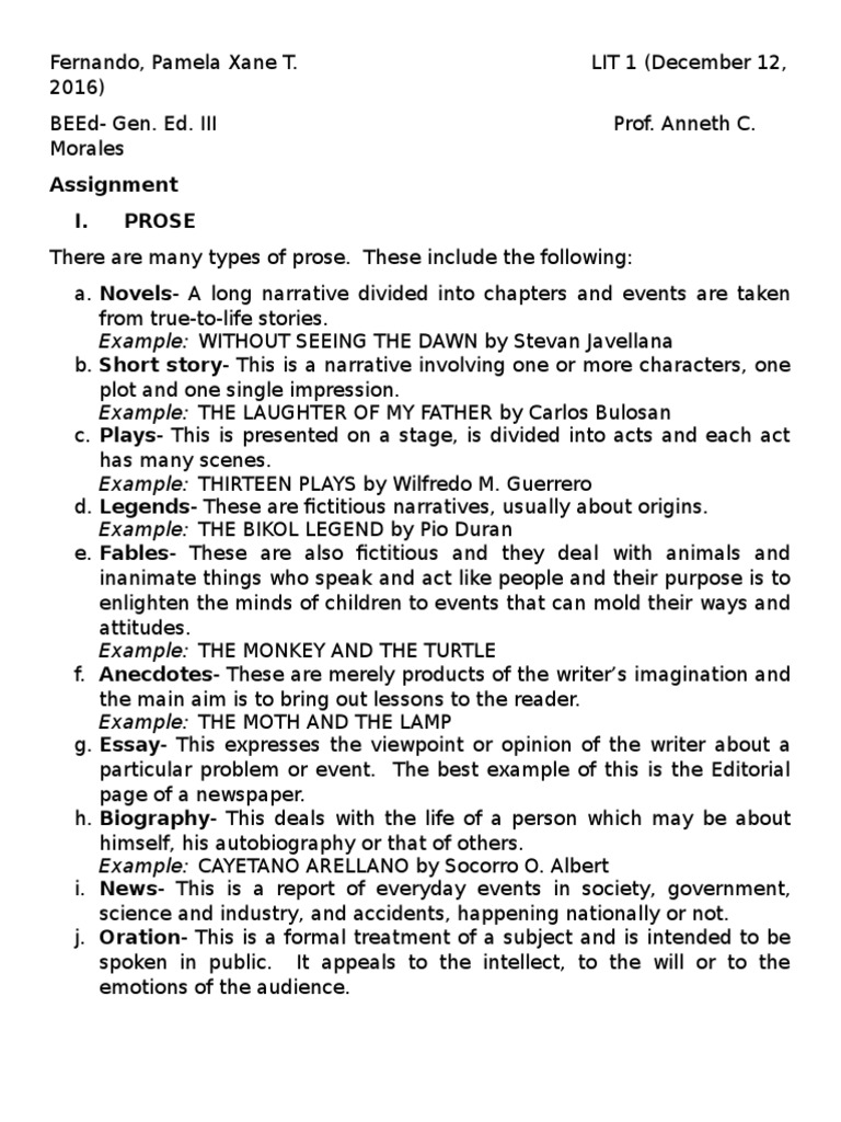 Overview of Prose and Poetry Forms | PDF