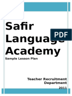 Safir Academy lesson plan