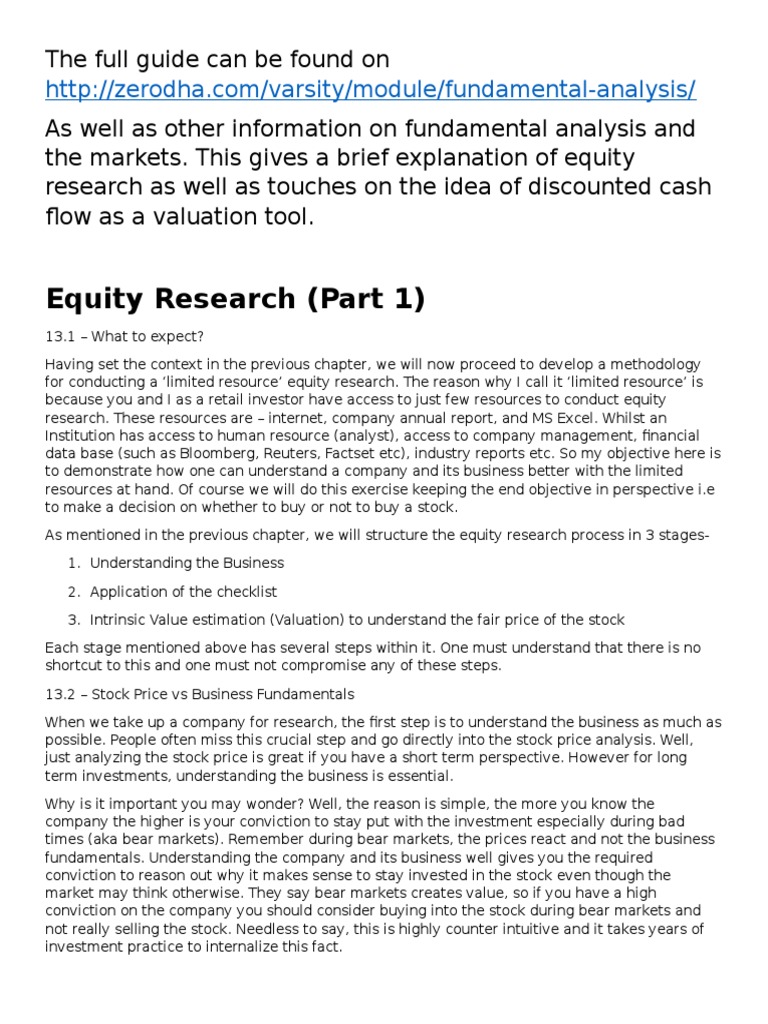 Equity Research Guide for Retail Investors | PDF | Discounted Cash Flow ...