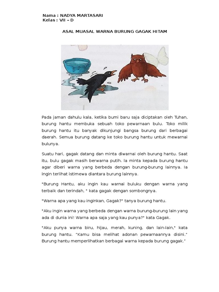 Asal Muasal Warna Burung Gagak Hitam Docx