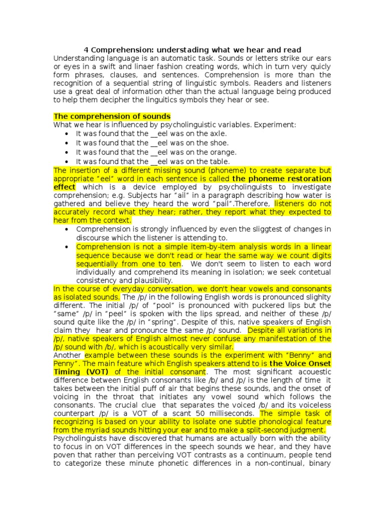 Understanding Comprehension in Language | PDF | Reading Comprehension ...