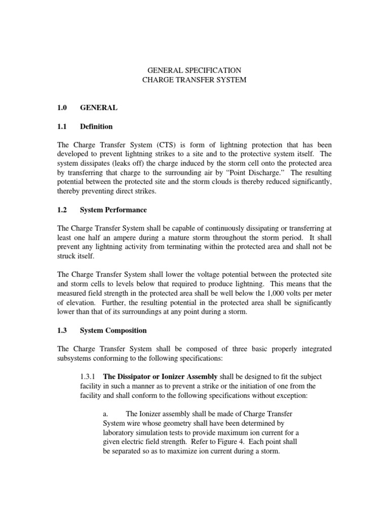 Charge Transfer System Specifications | PDF | Lightning | Ion