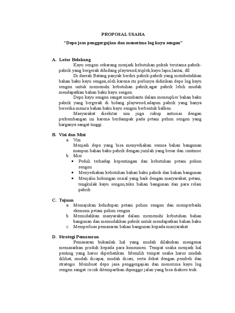 Contoh Proposal Usaha Toko Bangunan - Simak Gambar Berikut